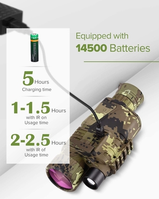 économie de puissance rechargeable de télescope monoculaire de vision nocturne de l'optique 5x8
