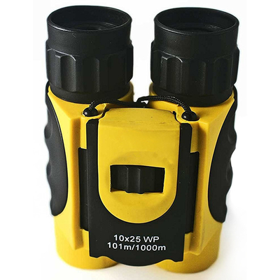 Jumelles se pliantes noires jaunes d'enfants de prisme de toit de 10x26 10x25 BAK4